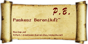 Paskesz Bereniké névjegykártya